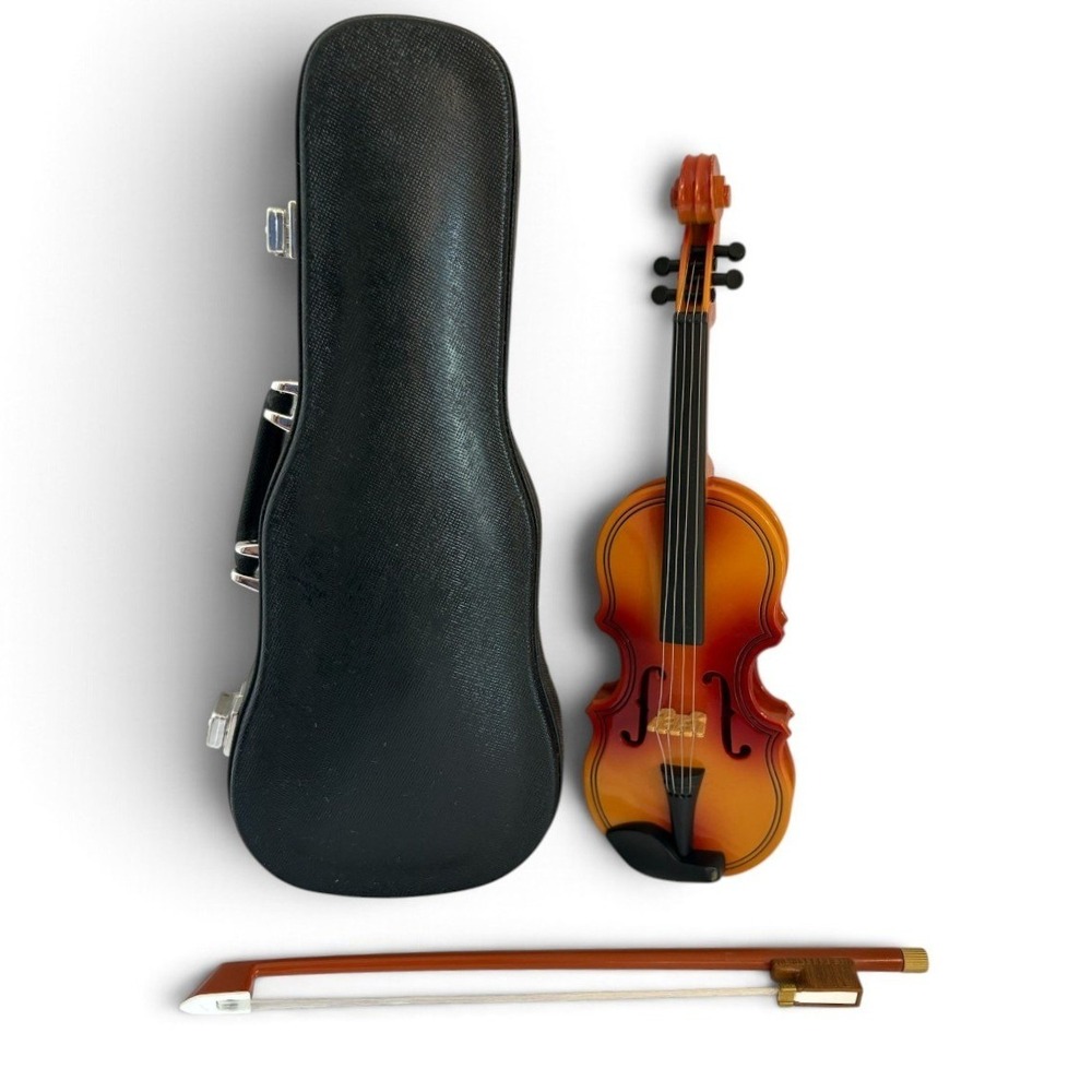 American Girl Doll Violin Set with Bow and Black Hard Case Blue Lining Accessory